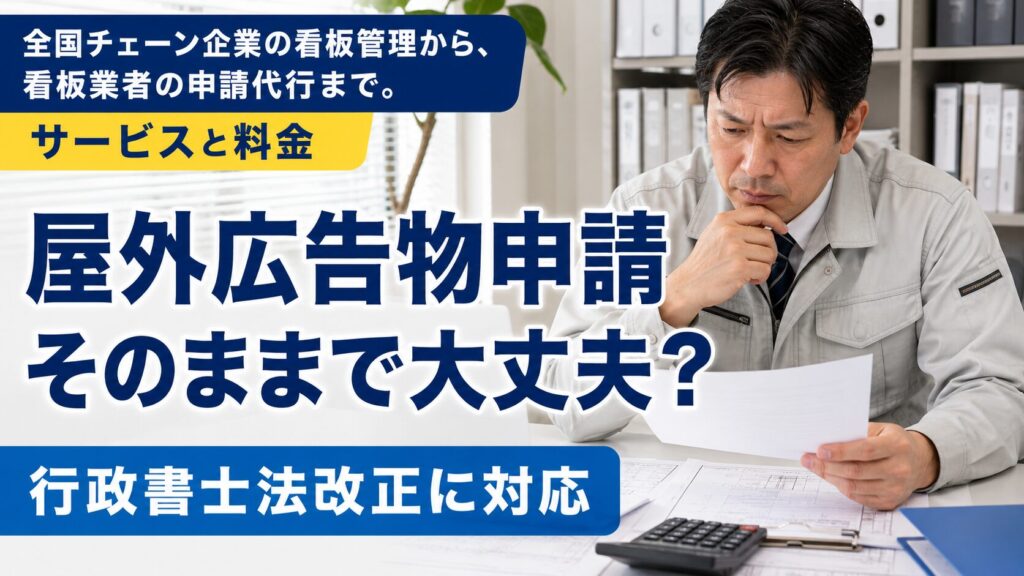 全国チェーン企業の看板管理から、看板業者の申請代行まで。サービスと料金