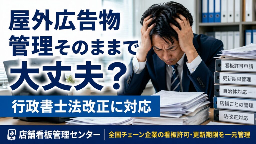 店舗看板管理センター｜全国チェーン企業の看板許可・更新期限を一元管理
