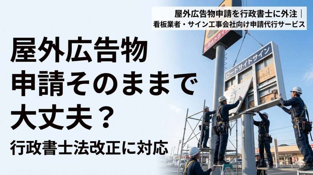 屋外広告物申請を行政書士に外注|看板業者・サイン工事会社向け申請代行サービス